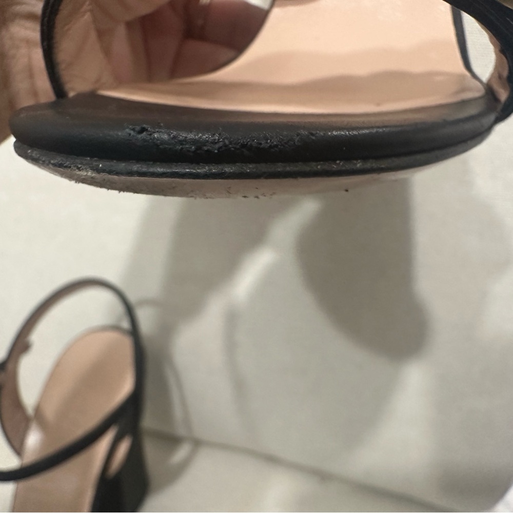Gucci Marmont GG Black Leather Heeled Sandal size 40 Authentic Classic - Picture 7 of 9